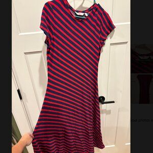 Vineyard Vines Navy Red Stripe Short Sleeve Maxi Dress Size Medium